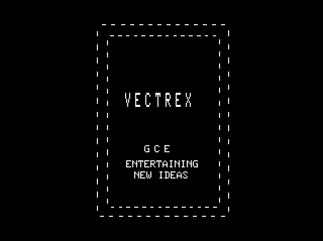 Vectrex Emulator with Berzerk on the CoCo 3: Cold boot: the VECTREX logo with start-up music