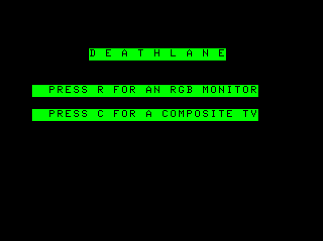 Death Lane on the CoCo 3: Start-up: pick RGB or composite