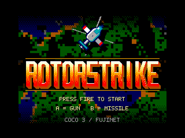 Rotor Strike on the CoCo 3: Title screen