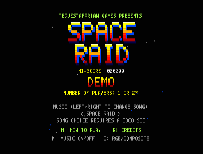 Space Raid new demo main menu